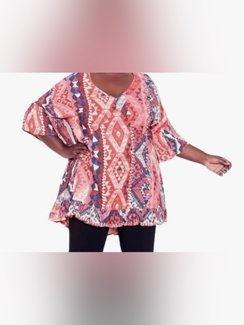 Avenue Women 30 32 Shirt Harper Bandana Print Tribal Ruffle Trim New Tag Viscose